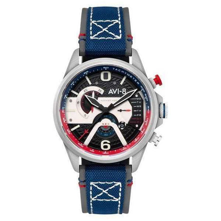 Orologio da uomo AVI-8 Hawker Harrier Dual Retrograde Chronograph Admiral Black Steel Quadrante nero Quarzo AV-4056-09