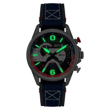 Orologio da uomo AVI-8 Hawker Harrier Dual Retrograde Chronograph Admiral Black Steel Quadrante nero Quarzo AV-4056-09