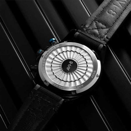Orologio da uomo AVI-8 Hawker Hurricane Dual Retrograde Chronograph Storm cinturino in pelle nera quadrante nero al quarzo AV-40