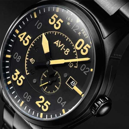 AVI-8 Spitfire Type 300 Midnight Chrome quadrante nero automatico AV-4073-33 orologio da uomo con cinturino extra