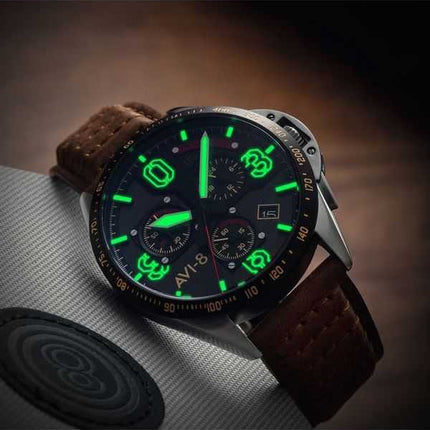 Orologio da uomo AVI-8 P-51 Mustang Blakeslee Chronograph Bronze Oak Quartz AV-4077-02