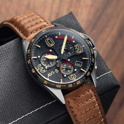 Orologio da uomo AVI-8 P-51 Mustang Blakeslee Chronograph Bronze Oak Quartz AV-4077-02