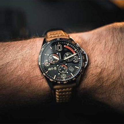 Orologio da uomo AVI-8 P-51 Mustang Blakeslee Chronograph Bronze Oak Quartz AV-4077-02