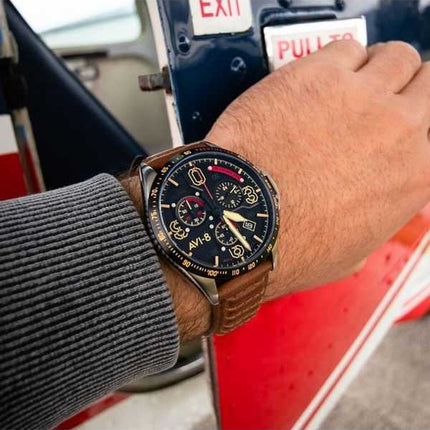 Orologio da uomo AVI-8 P-51 Mustang Blakeslee Chronograph Bronze Oak Quartz AV-4077-02