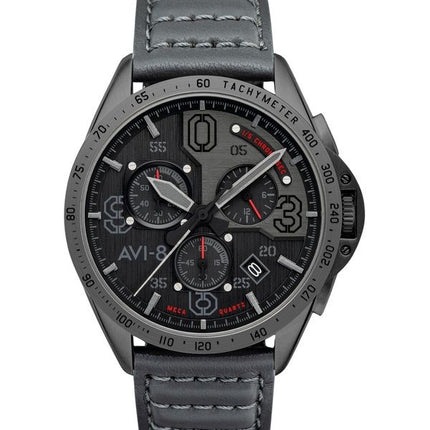 AVI-8 P-51 Mustang Blakeslee Cronografo Brevet Cinturino in Pelle Quadrante Nero Quarzo AV-4077-03 Orologio da Uomo