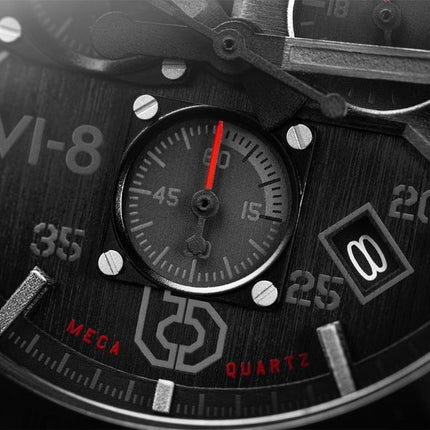 AVI-8 P-51 Mustang Blakeslee Cronografo Brevet Cinturino in Pelle Quadrante Nero Quarzo AV-4077-03 Orologio da Uomo