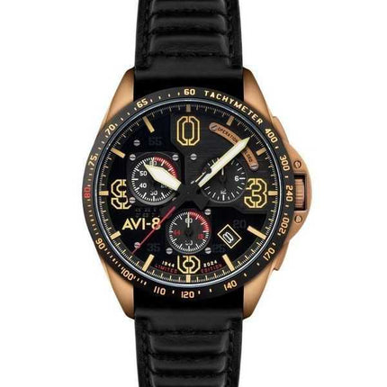 Orologio da uomo AVI-8 P-51 Mustang Blakeslee Cronografo D-Day 80 Edizione limitata Omaha Quadrante nero Quarzo AV-4077-06