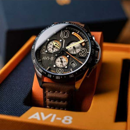 Orologio da uomo AVI-8 P-51 Mustang Blakeslee Chronograph Imperial War Museums Edition Lambeth quadrante nero al quarzo AV-4077-