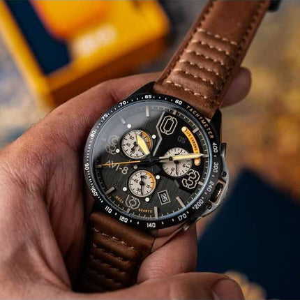 Orologio da uomo AVI-8 P-51 Mustang Blakeslee Chronograph Imperial War Museums Edition Lambeth quadrante nero al quarzo AV-4077-