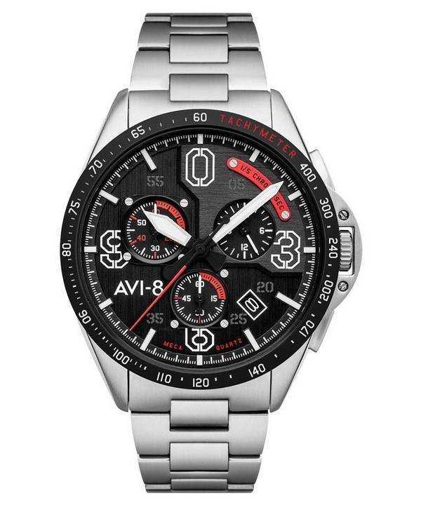 AVI-8 P-51 Mustang Legion Blakeslee Pilot Chronograph quadrante nero Quartz AV-4077-11 Orologio da uomo
