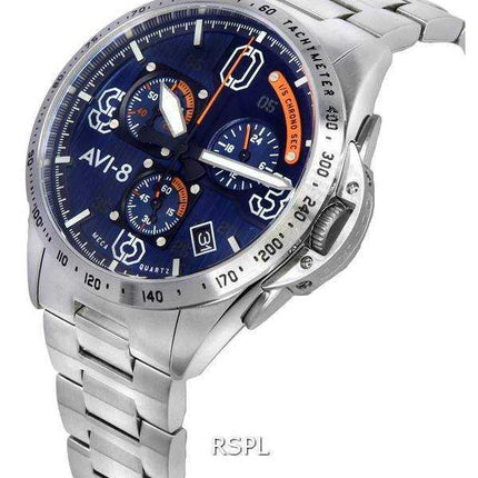 AVI-8 P-51 Mustang Silver Oak Blakeslee Cronografo quadrante blu al quarzo AV-4077-22 Orologio da uomo