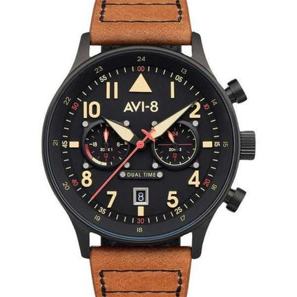 Orologio da uomo AVI-8 Hawker Hurricane Carey Dual Time Debden quadrante nero al quarzo AV-4088-03