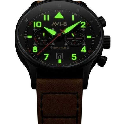 Orologio da uomo AVI-8 Hawker Hurricane Carey Dual Time Debden quadrante nero al quarzo AV-4088-03