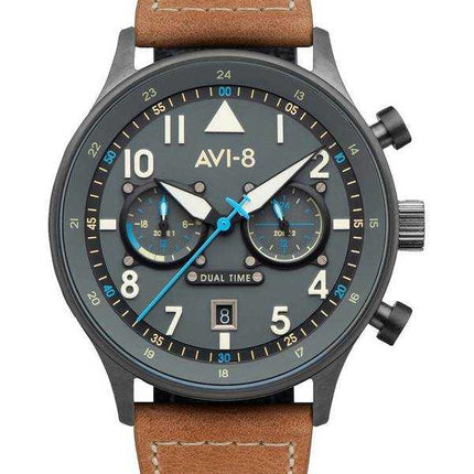 Orologio da uomo AVI-8 Hawker Hurricane Carey Dual Time Orissa quadrante grigio al quarzo AV-4088-04