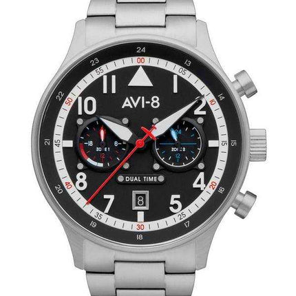 Orologio da uomo AVI-8 Hawker Hurricane Carey Dual Time Rangoon quadrante nero al quarzo AV-4088-11