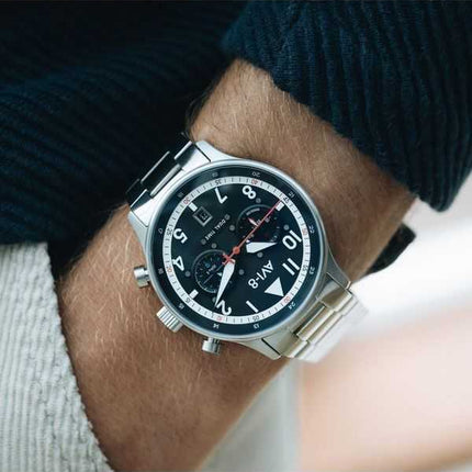 Orologio da uomo AVI-8 Hawker Hurricane Carey Dual Time Rangoon quadrante nero al quarzo AV-4088-11
