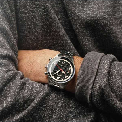 Orologio da uomo AVI-8 Hawker Hurricane Carey Dual Time Rangoon quadrante nero al quarzo AV-4088-11