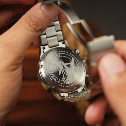 Orologio da uomo AVI-8 Hawker Hurricane Carey Dual Time Gutersloh in acciaio inossidabile con quadrante blu al quarzo AV-4088-22