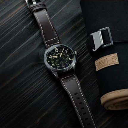 Orologio da uomo AVI-8 Spitfire Lock Midnight Oak cronografo al quarzo AV-4089-01