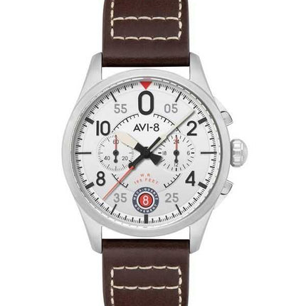 Orologio da uomo AVI-8 Spitfire Lock Chronograph Aircraft quadrante bianco al quarzo AV-4089-05