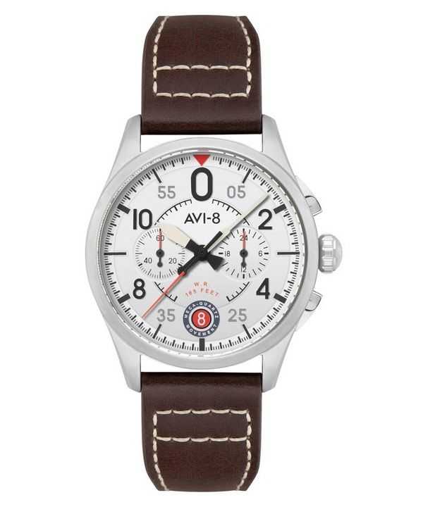 Orologio da uomo AVI-8 Spitfire Lock Chronograph Aircraft quadrante bianco al quarzo AV-4089-05