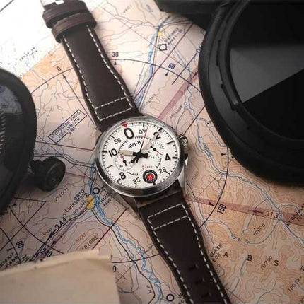 Orologio da uomo AVI-8 Spitfire Lock Chronograph Aircraft quadrante bianco al quarzo AV-4089-05