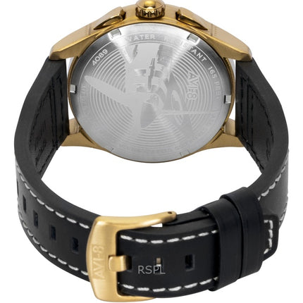 Orologio da uomo AVI-8 Spitfire Lock Chronograph Void con cinturino in pelle nera e quadrante nero al quarzo AV-4089-07