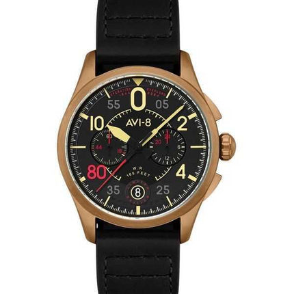 Orologio da uomo AVI-8 Spitfire Lock Chronograph D-Day 80 Limited Edition Sword Cinturino in pelle Quadrante nero Quarzo AV-4089