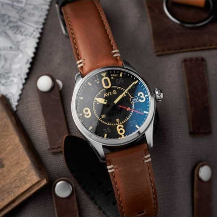 AVI-8 Spitfire Smith Woolston quadrante nero automatico AV-4090-01 orologio da uomo