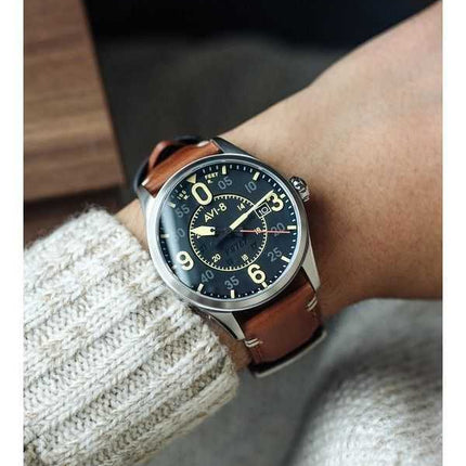 AVI-8 Spitfire Smith Woolston quadrante nero automatico AV-4090-01 orologio da uomo