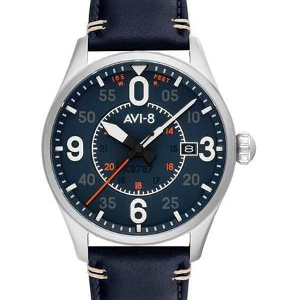 Orologio da uomo automatico AVI-8 Spitfire Smith Birmingham con cinturino in pelle e quadrante blu AV-4090-02
