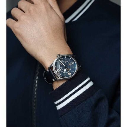 Orologio da uomo automatico AVI-8 Spitfire Smith Birmingham con cinturino in pelle e quadrante blu AV-4090-02