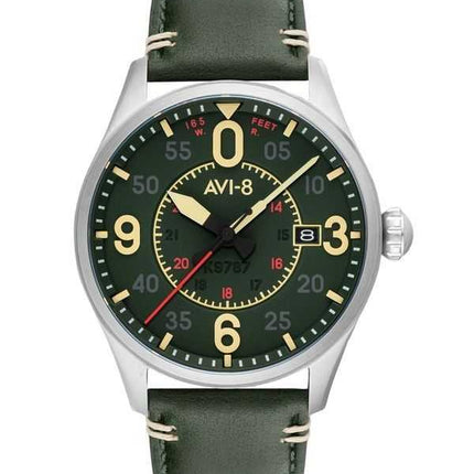 Orologio da uomo automatico AVI-8 Spitfire Smith Reading con cinturino in pelle e quadrante verde AV-4090-03