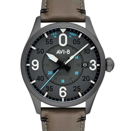 Orologio da uomo automatico AVI-8 Spitfire Smith Salisbury con cinturino in pelle e quadrante grigio AV-4090-04