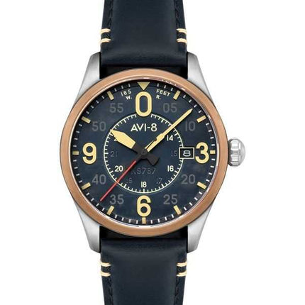 AVI-8 Spitfire Smith Distressed Blue Cinturino in Pelle Quadrante Blu Automatico Orologio da Uomo AV-4090-05