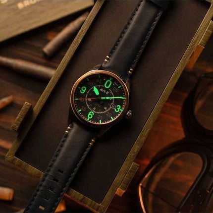 AVI-8 Spitfire Smith Distressed Blue Cinturino in Pelle Quadrante Blu Automatico Orologio da Uomo AV-4090-05