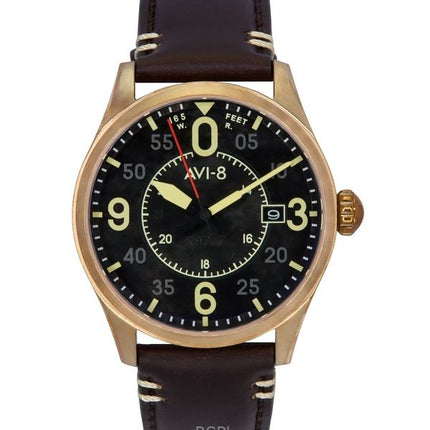 AVI-8 Spitfire Smith cinturino in pelle marrone quadrante nero automatico orologio da uomo AV-4090-06
