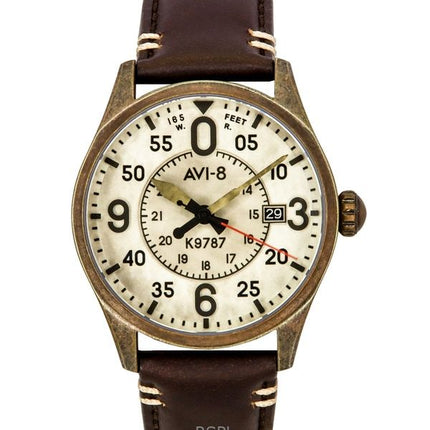 AVI-8 Spitfire Smith Bronzo ossidato Cinturino in pelle marrone Quadrante grigio luminoso Orologio automatico da uomo AV-4090-07