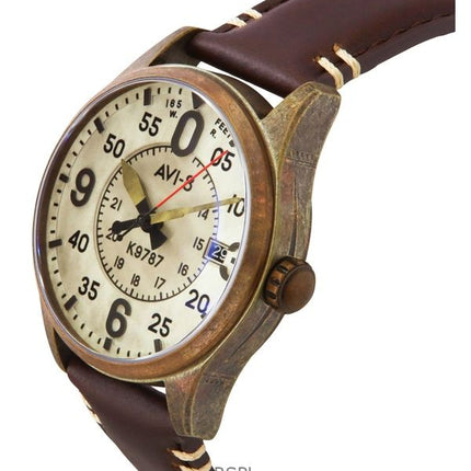 AVI-8 Spitfire Smith Bronzo ossidato Cinturino in pelle marrone Quadrante grigio luminoso Orologio automatico da uomo AV-4090-07