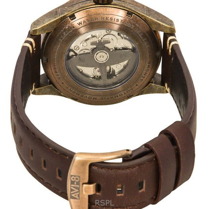 AVI-8 Spitfire Smith Bronzo ossidato Cinturino in pelle marrone Quadrante grigio luminoso Orologio automatico da uomo AV-4090-07