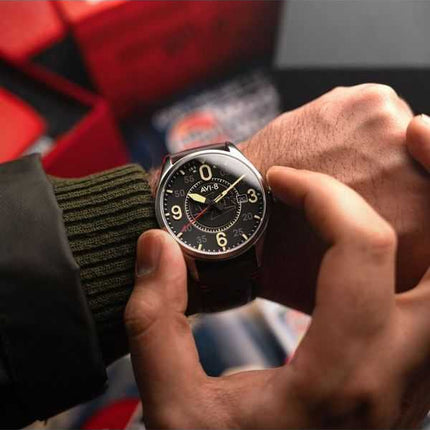 Orologio da uomo AVI-8 Spitfire Smith Automatic Airfix Edition quadrante nero granito AV-4090-08