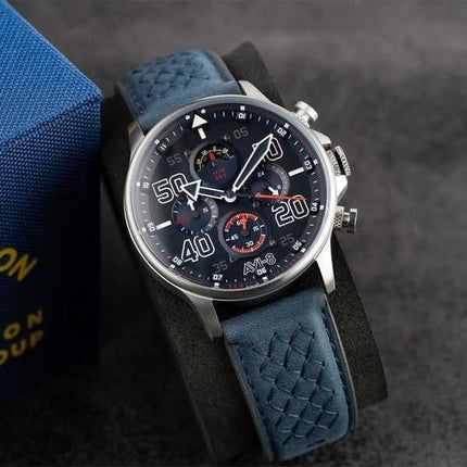 Orologio da uomo AVI-8 Hawker Typhoon Rb396 Sheila cronografo in edizione limitata Volkel quadrante blu al quarzo AV-4093-07