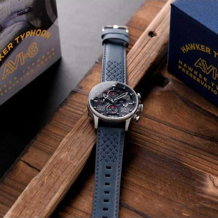 Orologio da uomo AVI-8 Hawker Typhoon Rb396 Sheila cronografo in edizione limitata Volkel quadrante blu al quarzo AV-4093-07