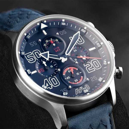 Orologio da uomo AVI-8 Hawker Typhoon Rb396 Sheila cronografo in edizione limitata Volkel quadrante blu al quarzo AV-4093-07