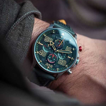 Orologio da uomo AVI-8 Hawker Typhoon Rb396 Sheila cronografo in edizione limitata Goch quadrante verde al quarzo AV-4093-08