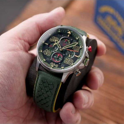 Orologio da uomo AVI-8 Hawker Typhoon Rb396 Sheila cronografo in edizione limitata Goch quadrante verde al quarzo AV-4093-08