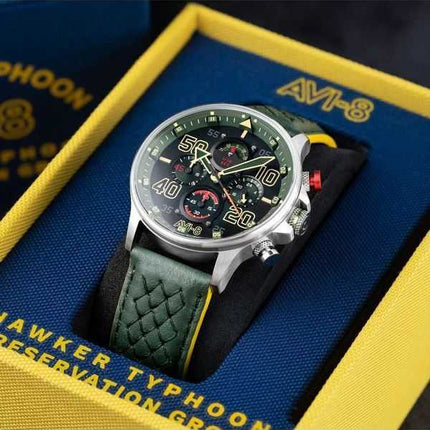 Orologio da uomo AVI-8 Hawker Typhoon Rb396 Sheila cronografo in edizione limitata Goch quadrante verde al quarzo AV-4093-08