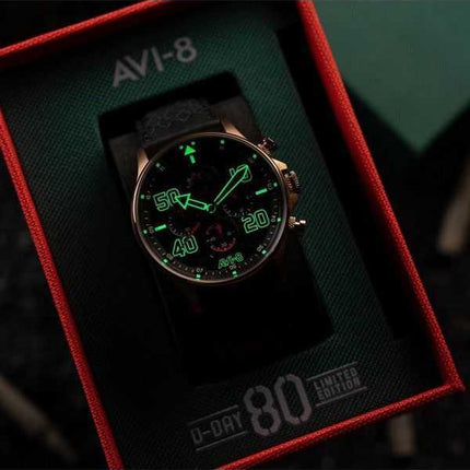 Orologio da uomo AVI-8 Hawker Typhoon Coningham Chronograph D-Day 80 Limited Edition Juno Black Dial Quartz AV-4093-09