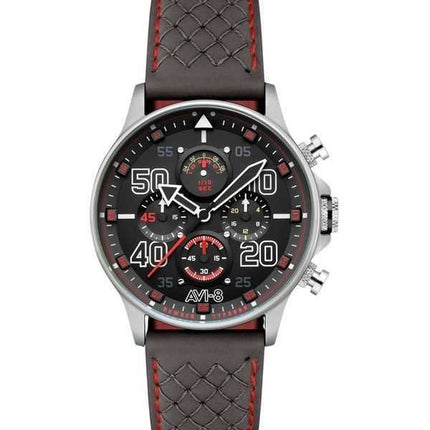 Orologio da uomo AVI-8 Hawker Typhoon Coningham Cronografo Cinturino in pelle Quadrante nero Quarzo AV-4093-0A