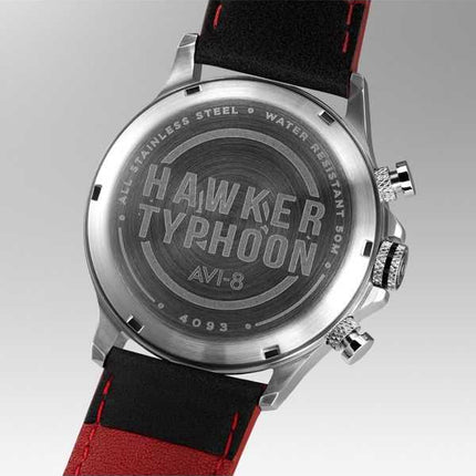 Orologio da uomo AVI-8 Hawker Typhoon Coningham Cronografo Cinturino in pelle Quadrante nero Quarzo AV-4093-0A
